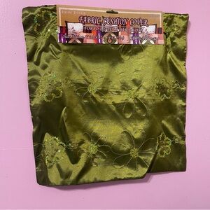 Y2K green decorative floral hippy flower square pillow pillowcase fairy cottage